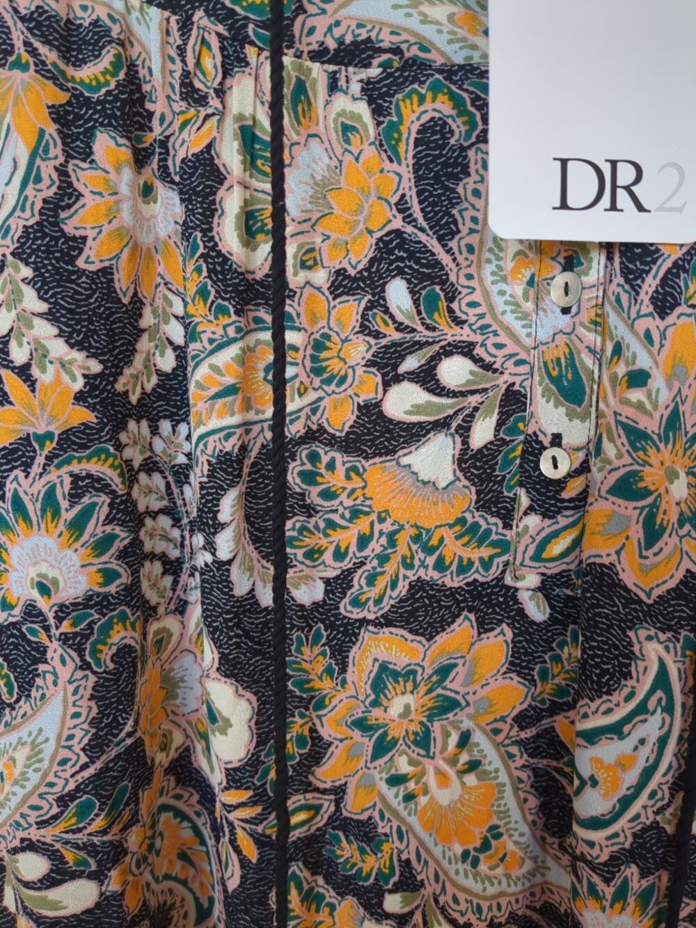 L Long Sleeve Multi Color Design Mid Button Up Tunic - Picture 2 of 16